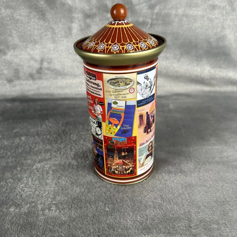 Schmidt Lebkuchen Nuremberg German Advertising‎ Biscuit Tin Domed Lid